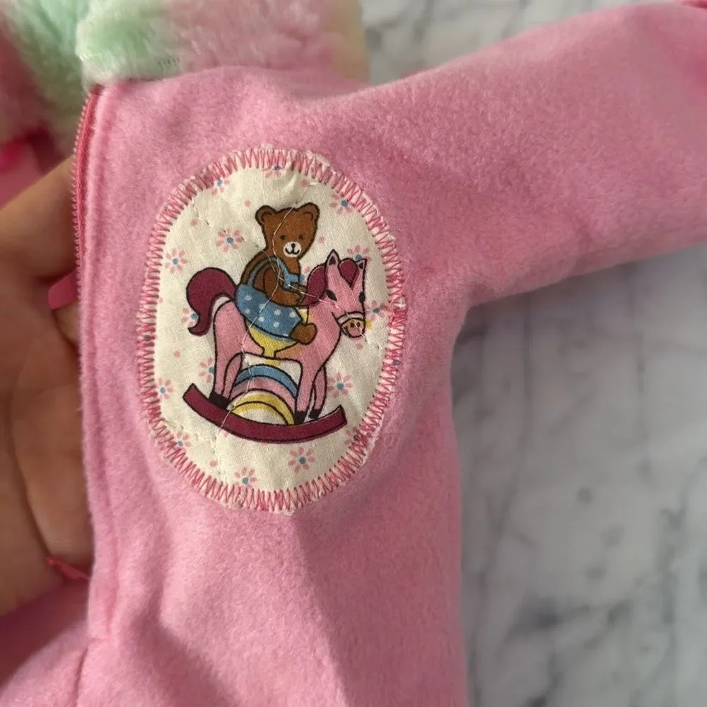 Doll Fleece Sleeper Embroidered Bear Rocking Horse Patch OS